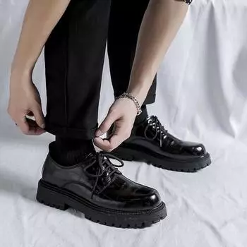 FashionNew Кожаные туфли Модные дерби Мужские роскошные формальные туфли Свадебные туфли Мужские оксфорды Классические деловые офисные кожаные повседневные туфли 38 чёрный