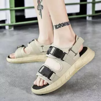 FashionNew Летняя пляжная обувь Тапочки Мужские домашние домашние тапочки для мужчин Обувь Комфорт Плоская подошва Нескользящая трендовая пляжная обувь Спортивные сандалии 39 бежевый