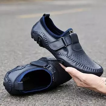 FashionNew Loafers Натуральная кожа Slip On Повседневная мужская обувь Бренд Blue Lofer Man Mocasines Hombre Дышащие балетки Летняя мужская обувь 38