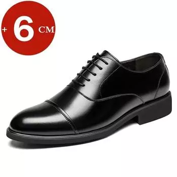 FashionNew Men 37-46 Men s Flat / 6CM Heightening Elevator Shoes Business Formal Leather Shoes Man British Casual Wedding Suit Shoes 37