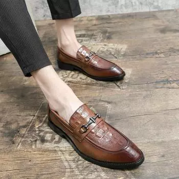 FashionNew Men Shoes Crocodile Pattern Leather Loafers Men Moccasins Shoes Slip-on Soft Flats Footwear Driving Shoes Walking Footwea 38 чёрный