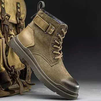 FashionNew Модные зимние мужские ботинки кожаные теплые ботильоны пара высокие водонепроницаемые мотоциклетные ботинки ретро мужская обувь высокого качества 38