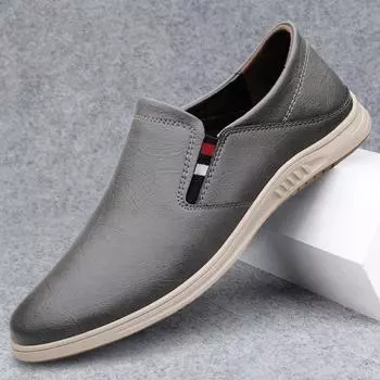 FashionNew Мужская обувь из натуральной кожи Повседневные мокасины без застежек Мужские дышащие туфли на плоской подошве для вождения Горячая распродажа Мокасины ручной работы Slipons Flat 37 чёрный