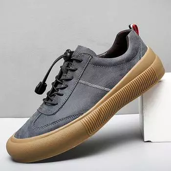 FashionNew Мужские кроссовки Модные мужские повседневные мокасины из натуральной кожи Обувь на открытом воздухе со шнуровкой Дышащие мужские мокасины для скейтбординга 38 чёрный