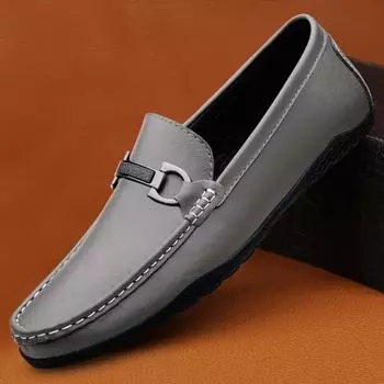 FashionNew Trendy Men s Casual Slip on Flats Натуральная кожа Формальн. Лоферы Мокасины Ручной Работы Мужская Прогулочная Обувь Обувь Для Вождения На Открытом Воздухе 37 чёрный