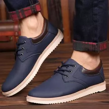 FashionNon Slip and Waterproof Men s Leather Shoes Round Toe Flat Male Casual Shoe Footwear Offer On Sale Comfortable Classic Original 39