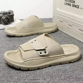 Модные нескользящие мужские летние туфли с открытым носком на плоской подошве, молодежная пляжная обувь, тапочки для отдыха, быстросохнущие мужские сандалии, новые дышащие мужские полудышащие туфли 38 чёрный