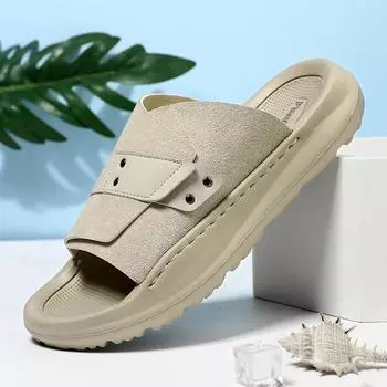 FashionNon-Slip Men s Summer Peep-toe Flats Youth Beach Shoes Leisure Walk Slippers Quick Dry Male Sandals New Breathable Men Half Drag 38 чёрный