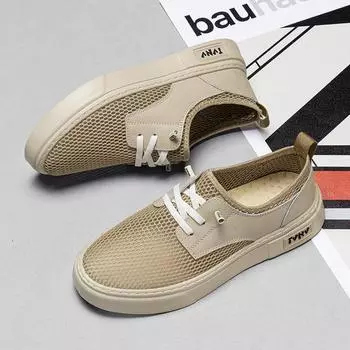 FashionOutdoor Mens Summer Sneakers Breathable Slip on Loafers Hollow Out Man Casual Shoes Antiskid Mesh Shoes Waterproof Walking Flats 39 чёрный