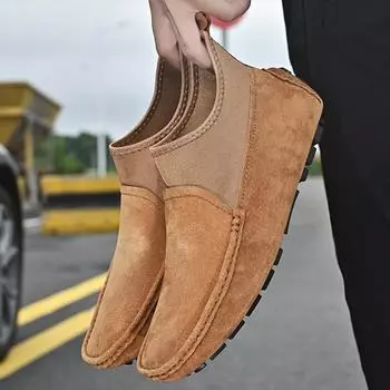 Модные уличные мягкие мокасины мужские лоферы из натуральной кожи высокого качества замшевые туфли мужские туфли для вождения на плоской подошве носки большие размеры 38-49 38 чёрный