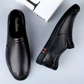 FashionPeas Роскошные мужские туфли Lazy Shoes Tide Высококачественные повседневные универсальные лоферы из натуральной кожи с мягкой подошвой Мужские туфли из коровьей кожи 37 чёрный