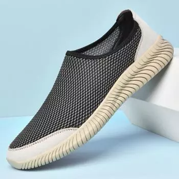 FashionRetro Мужская дышащая сетчатая обувь для кемпинга на открытом воздухе Мужская модная повседневная обувь Нескользящие мужские мокасины Новый летний стиль 38 хаки