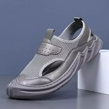 FashionSandals Mesh Summer Men Cozy Hollow Non-slip Soft Cool Lighted Breathable All-match Classic Wearable Fashion Casual Sandals 38 чёрный