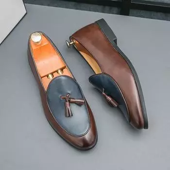 FashionSimple Summer Mens Loafers Moccasins Wedding Dress Driving Footwear Casual Leather Slip on Flats Lightweight Male Walking Shoes 38 черный белый