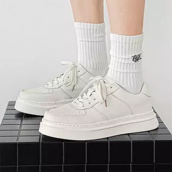 FashionSneakers for Men lace up Lightweight Breathable Sports Casual Shoes for men Teenagers Versatile Small Skateboard Shoes men 6.5 белый