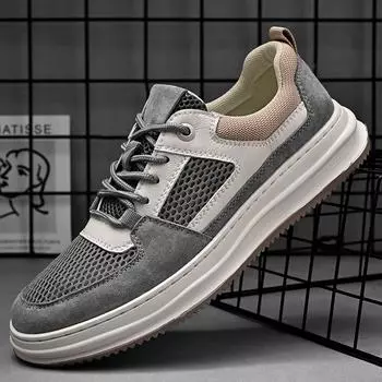 FashionSpring Autumn New Men s Leather Casual Shoes Thick Sole Durable Sports Shoes Outdoor Men s Oxford Shoes Mesh Breathable Style 38