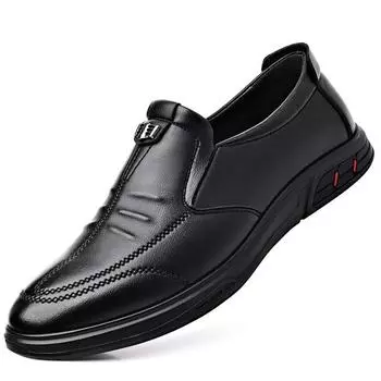 FashionSpring Autumn New Slip-on Leather Loafers for Men Designer Soft-soled Casual Men Shoes Fashion Light Male Driving Shoes 38