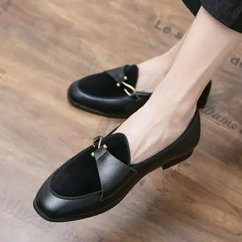 FashionSpring Fashionable Men s Leather Shoes with One Foot Lazy and Non Slip Soft Sole Loafers Outdoor Men s Comfortable Driving Shoes 38 чёрный