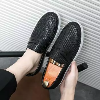 FashionSpring New Black Sneakers Leisure Men Vulcanize Shoes Brown Slip-On Men Comfortable Shoes Handmade Size 39-47 Zapatos De Hombre 39 чёрный