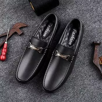 FashionSpring Summer Men Loafers outodor Comfortable Flat Casual Shoes Men Breathable Slip-On Soft cow Genuine Leather Shoes Moccasins 38 чёрный