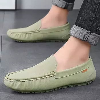 FashionSuede Leather Men Slip on Shoes Leisure Walk Casual Loafers Moccasins Breathable Slip on Driving Shoes Handmade Man Casual Shoes 38 чёрный