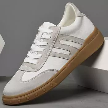 FashionSuede Leather Mens Casual Shoes Versatile Leisure Walk Sneakers Fashion Driving Walking Tenis Masculino Outdoor Man Skate Flats 36 бежевый