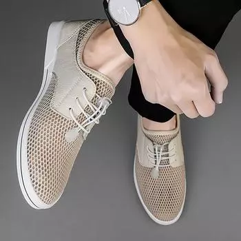 Модные летние дышащие ажурные мужские туфли деловые сетчатые туфли мужские кроссовки мягкие туфли на плоской подошве горячая распродажа летние повседневные туфли для вождения 38 белый