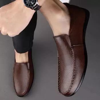 FashionSummer Hollow Men Boat Shoes Business Breathable Mens Loafers Shoes Moccasins Flat Shoes Casual Genuine Leather Slip on Antiskid 37 чёрный