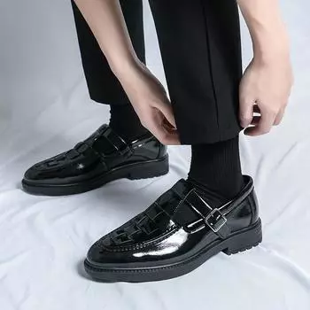 FashionSummer Leather Shoes for Men Formal Dress Wedding Flats British Style Casual Oxfords Non Slip Office Work Designer Shoes Size 46 38 чёрный