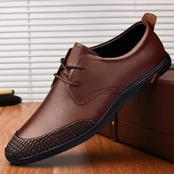 Модные летние мужские мокасины для свадебного платья, черные мокасины для вождения, мужская повседневная обувь, кожаные туфли без застежек, суперлегкие мужские туфли 38 чёрный