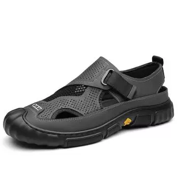 Модные летние мужские сетчатые повседневные пляжные туфли, новые дизайнерские модные повседневные мужские сандалии с мягкой подошвой, дышащая мягкая кожаная обувь для мужчин 38