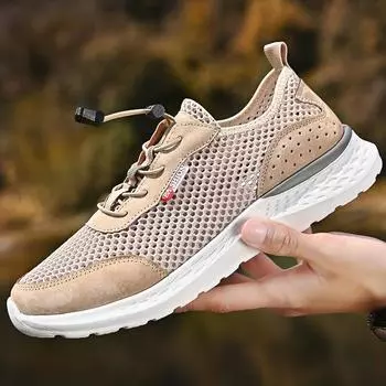 FashionSummer Men s Mesh Shoes Breathable Men Casual Shoes Breathable Man Soft Sneakers Hollow Out Leisure Walk Footwear Treking Flats 38 чёрный