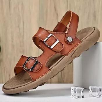FashionSummer Men Sandals Mens Casual Shoes Leather Outdoor Brand Male Man Sandals for Men Beach Luxury Designer Platform Sandals Shoes 38