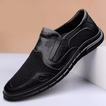FashionSummer Новые мужские повседневные туфли с выемками Универсальные мужские туфли на плоской подошве Мужские деловые туфли Дышащие мужские мокасины с мягкой подошвой 37 чёрный