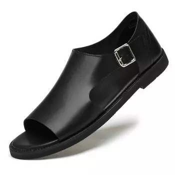 FashionSummer Римские тапочки Мужские нескользящие туфли Тапочки Удобные сандалии Пляжные мягкие для дома Размер 38-44 Мужская обувь Сандалии Мужские 38 чёрный