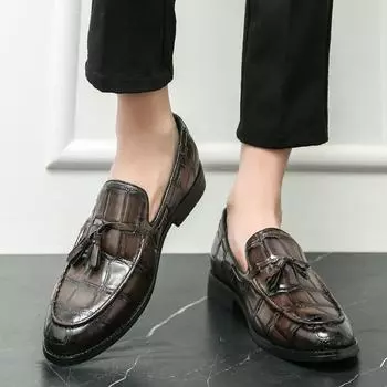 Модные туфли-лоферы с кисточками для мужчин, мокасины для вождения, мужские кожаные туфли для вечеринок в ночном клубе, модная мужская повседневная обувь 38 коричневый