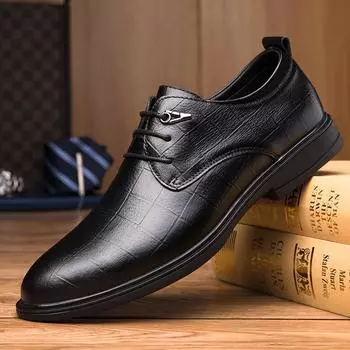 FashionUpscale British Genuine Leather Shoes Men Business Oxfords Shoes For Men High Quality Casual Men s Shoes Luxury Dress Office Man 38 чёрный