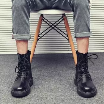 FashionWaterproof Male Shoes Trendy 2025 Rubber Leather Men s Boots Size 44 45 Original Deals Retro In Promotion Offers Casual Vintage 39