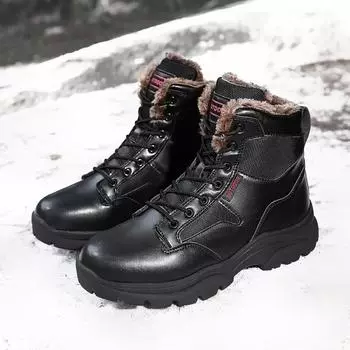 FashionWinter shoes Waterproof Men Boots Plush Super Warm Snow Boots Men Sneakers Ankle Boots Outdoor Men s cotton shoes Botas Hombre 39 чёрный