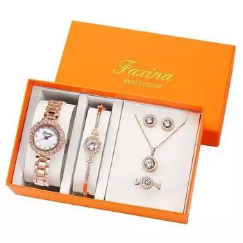 Fasina Новые женские часы ручной работы, индивидуальный набор из пяти предметов, модные трендовые легкие роскошные женские часы, популярные корейские часы