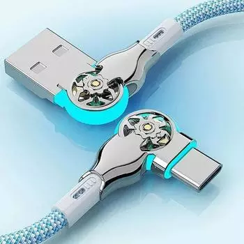 Fast Charging 180 Degree Rotation Cable Alloy Micro Type C Data Cable for Huawei Samsung Xiaomi Braided Phone Charger Accessory 0.3M