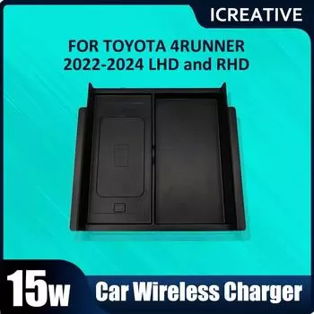 Fast Qi Wireless Car Charger and Phone Holder Compatible with for Toyota 4Runner 2022 2023 2024 cars Interior Parts accessories чёрный
