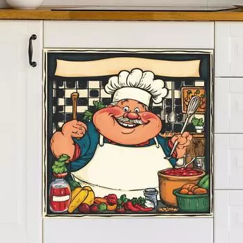 Fat Chef Kitchen Варочная панель Ландшафтный дизайн Декоративные наклейки Самоклеящиеся 34*34cm/fun-f314