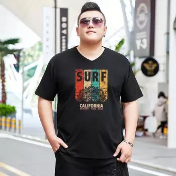 Fat Man Мужская модная футболка с v-образным вырезом Plus Fat Plus Размер с половиной рукавов Fat Man Летняя одежда Топы Fat Man очень большие тонкие 2XL красный