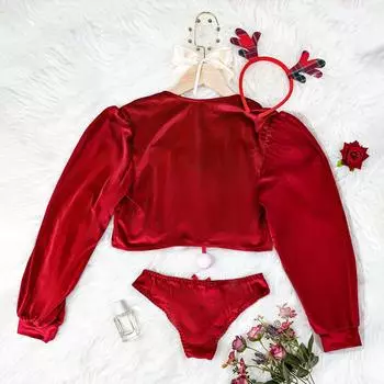 Fat MM эротическое нижнее белье перспектива спинки рождественская модель играет сексуальный ободок эротический костюм S