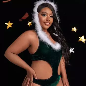 Fat MM эротическое нижнее белье рождественская одежда комбинезон со шляпой сексуальный роса полая талия костюм 1XL