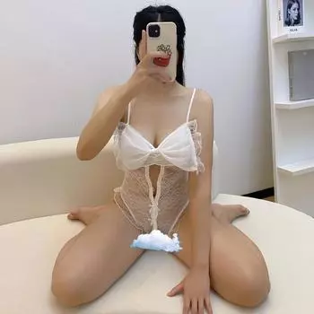 Fat MM catties большого размера эротическое нижнее белье кружево сексуальный бант комбинезон чистое желание бесплатно открыть файл дразнящая женщина M80-60kg