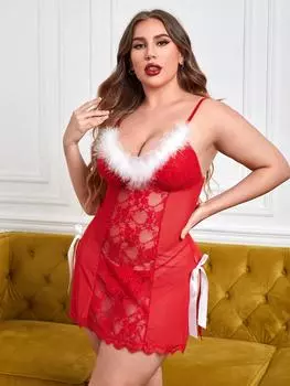 Толстый ММ эротическое нижнее белье перспектива без спины Рождество сексуальное прозрачное кружево юбка на подвязках 1XL