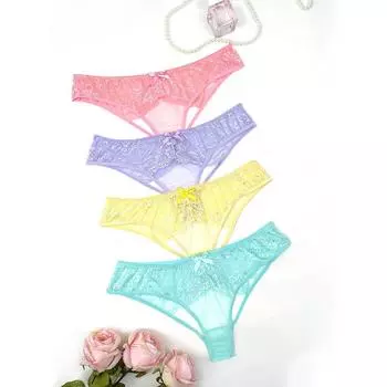 Fat MM сексуальное нижнее белье разноцветный бант сексуальное искушение прозрачные открытые кружевные стринги 1XL