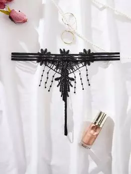 Fat MM сексуальное нижнее белье с цепочкой из бисера сексуальные прозрачные открытые кружевные стринги s 1XL